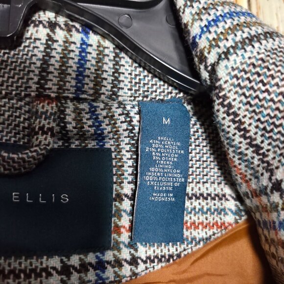 Perry Ellis Plaid Wool Blend Bomber Jacket Multi-Color Interior Lining Size M - Picture 5 of 8